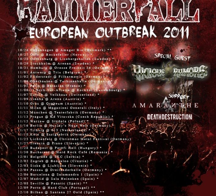 Hammerfall + Death Destruction + Amaranthe + Vicious Rumors @ Bataclan, Paris 05.11.2011